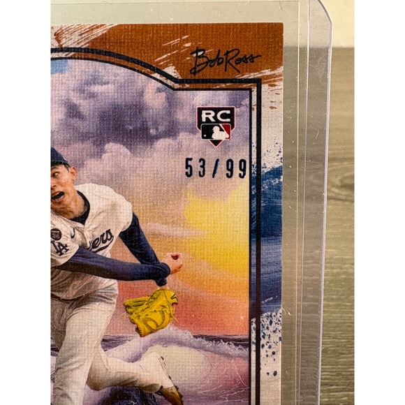 2025 Topps Bob Ross The Joy of Baseball Roki Sasaki RC Dodgers /99 #100 - Picture 2 of 4